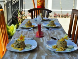 food dishes on the dining table Deva Devi Beach Inn